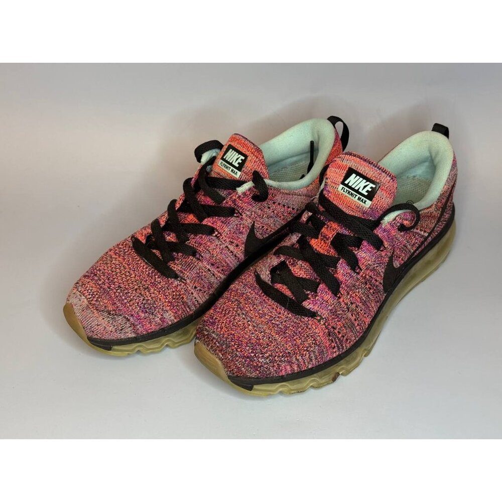 RARE NIKE FLYKNIT MAX Women US 7.5 BLACK/HYPER ORANGE RUNNING SHOE 620659-009
